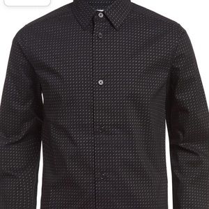 🖤🖤Calvin Klein Boys Long Sleeve Patterned Black Dress Shirt 20 Husky🖤🖤